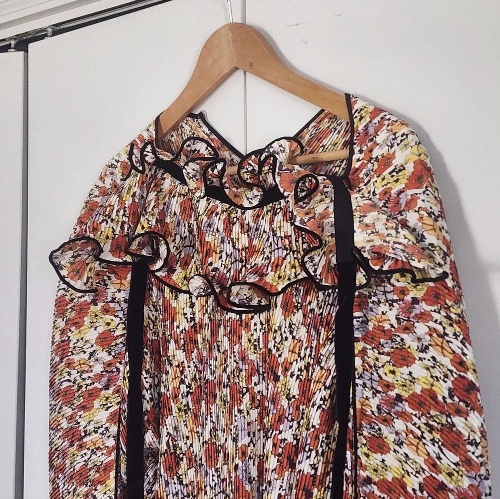 Tory Burch Runway Orange, Yellow and Purple Floral Dress Fabric